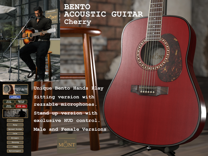 Le Mont - Dreadnought Guitar Cherry (boxed)