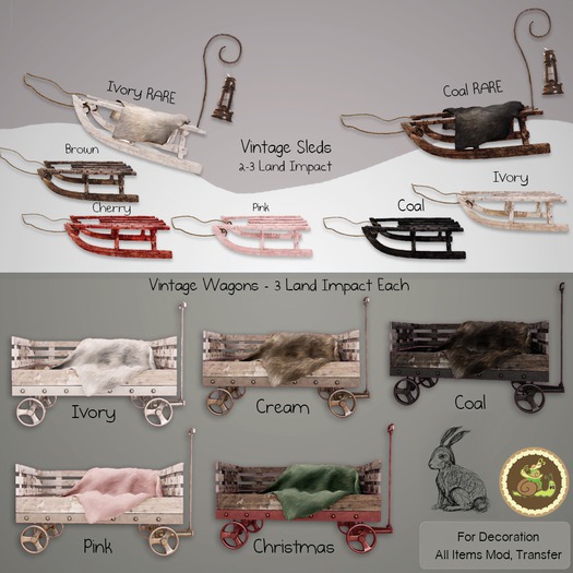 Snips & Snails / Dust Bunny . Sled / Coal RARE