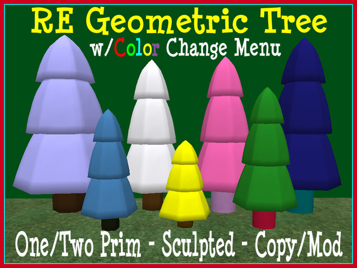 RE Geometric Trees w/Color Change Menu - Fun Decorations/Sculpted/Garden
