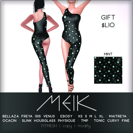 // MEIK \\ "STARS" Catsuit MINT {BOX - Touch Me} Add / Rez