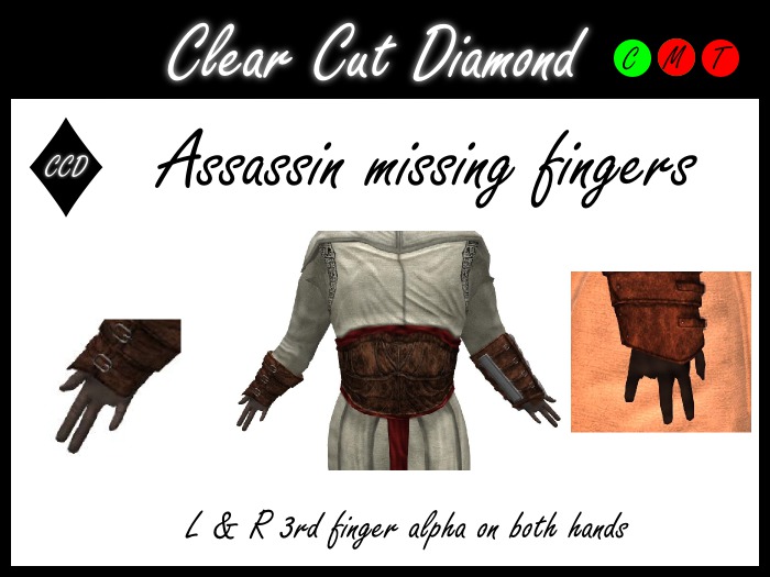 Assassin missing both L R 3rd finger alpha (by CCD)