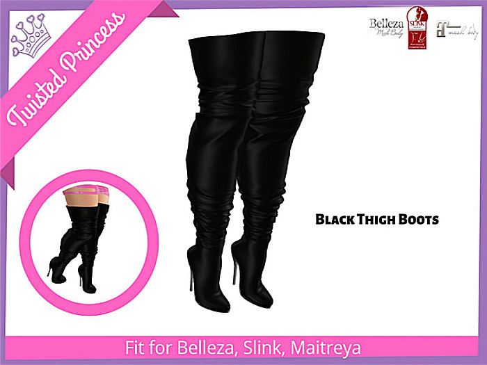 TP- Black Thigh Boots -packer
