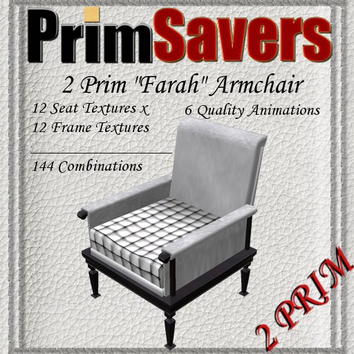 PrimSavers 2 Prim "Farah" Armchair - 12 Textures