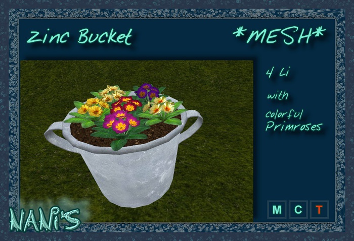 NANI's Zinc Bucket mixed Primroses -BOXED-