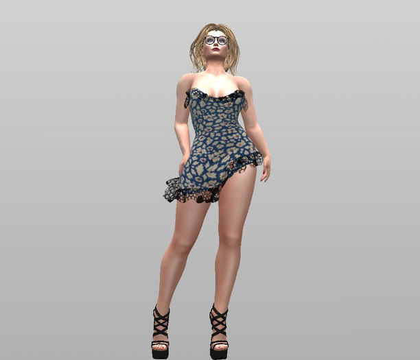 Asymmetric dress with lace finiture