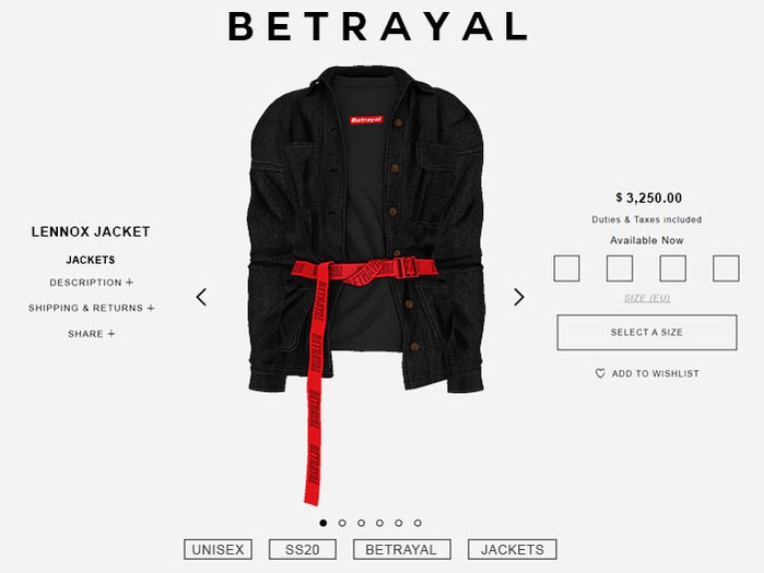 BETRAYAL. Lennox Jacket BLACK
