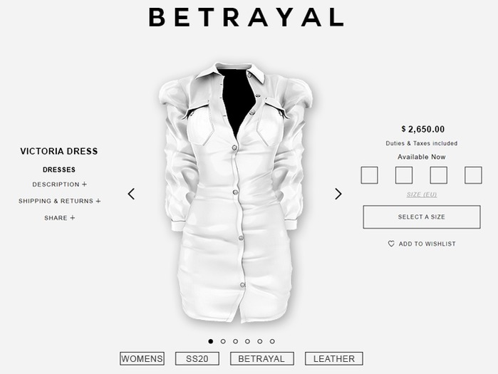 BETRAYAL. Victoria Dress WHITE Maitreya, Hourglass, Freya, Legacy