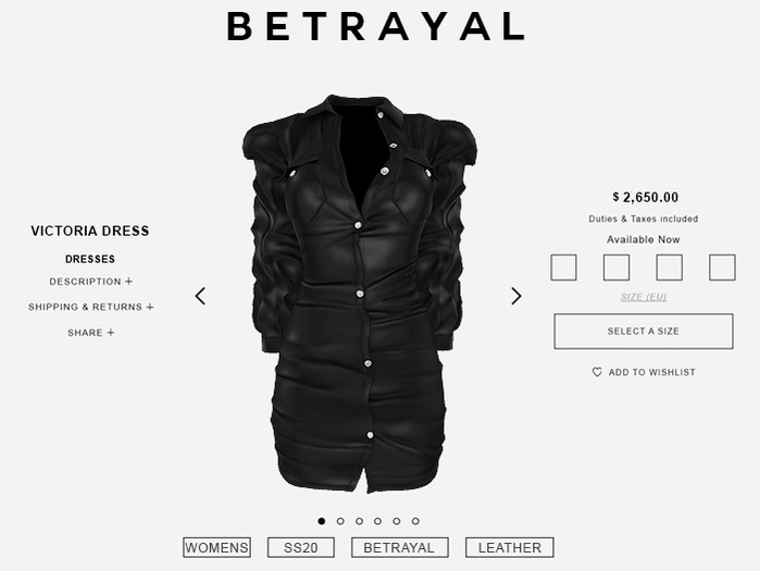 BETRAYAL. Victoria Dress BLACK Maitreya, Hourglass, Freya, Legacy