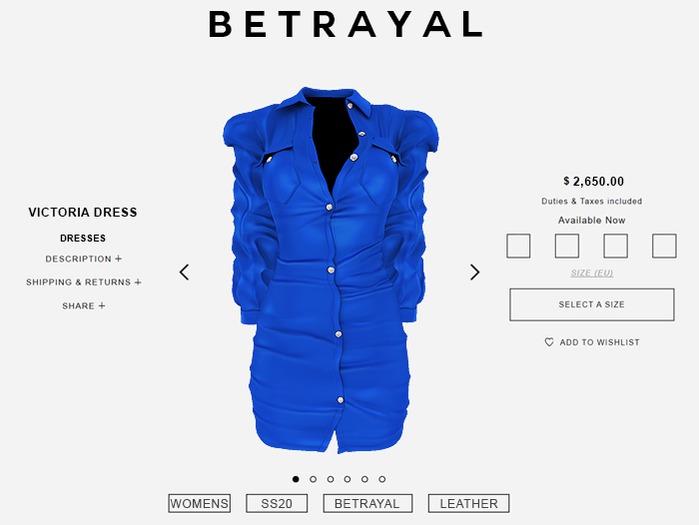 BETRAYAL. Victoria Dress BLUE