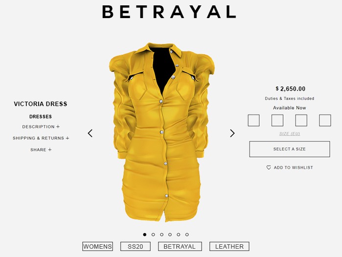 BETRAYAL. Victoria Dress MUSTARD