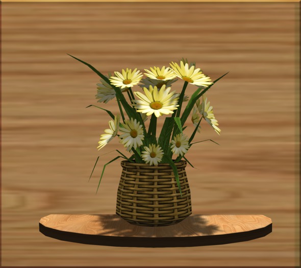 Daisy Bouquet with Pot. white pansies in a basket