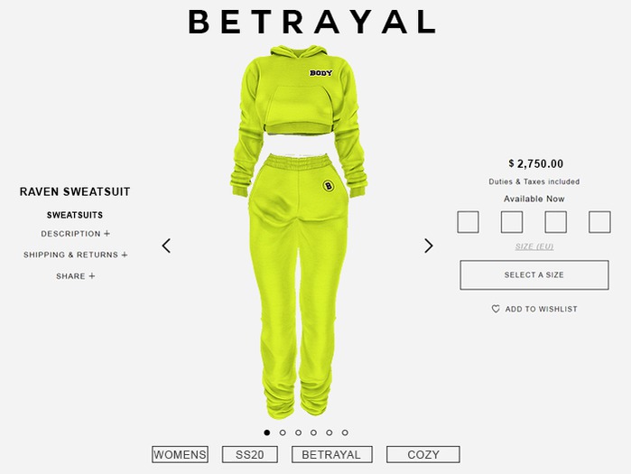 BETRAYAL. Raven Sweatsuit LIME