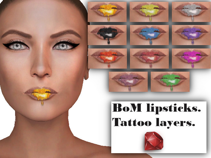 ~Ruby~ Lipsticks set 5 BoM layers for CATWA