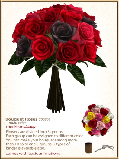 (g.) Bouquet Roses - multicolor 200301