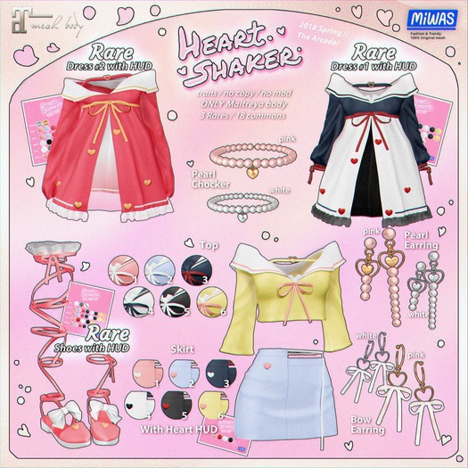 MIWAS / Heart shaker Bow Earring #White