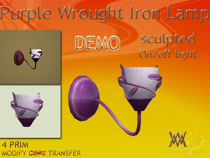 Lamp Wrought Iron Purple, wall, by Wild Motley DEMO