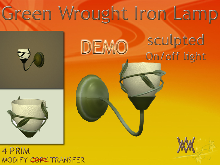 Lamp Wrought Iron Green, wall, by Wild Motley DEMO