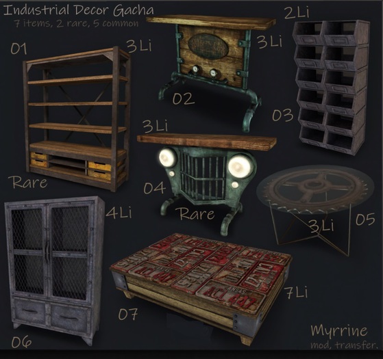 04 Industrial Decor Gacha - sidetable w/lights RARE