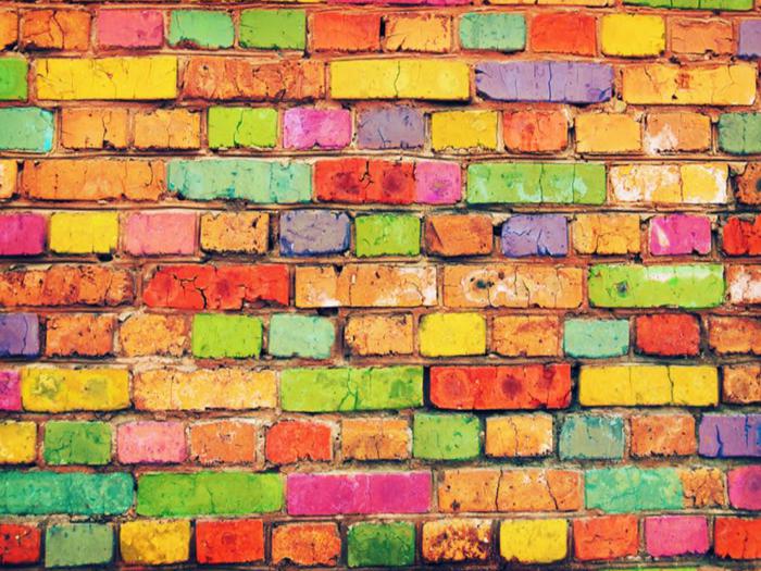 Cracked Color Bricks Texture