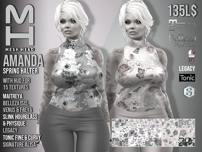 Mesh Head - AMANDA Spring Silk Halter Top DEMO
