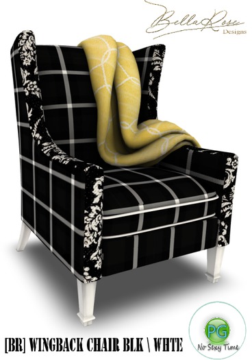 [BR] Wingback Chair Blk \ Whte - PG
