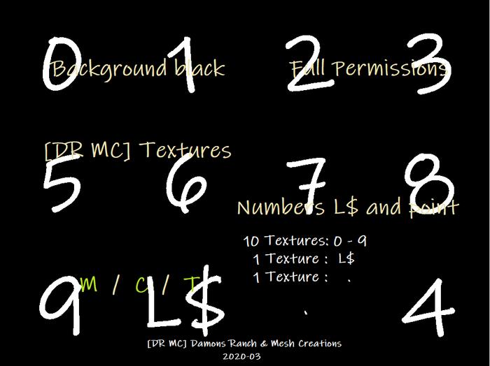 [DR MC] MP - Texturen Numbers / Zahlen Black 0-9 L$  .