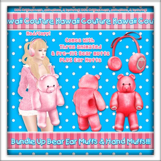 Kawaii Couture Bundle Up Bear Muff Set Red