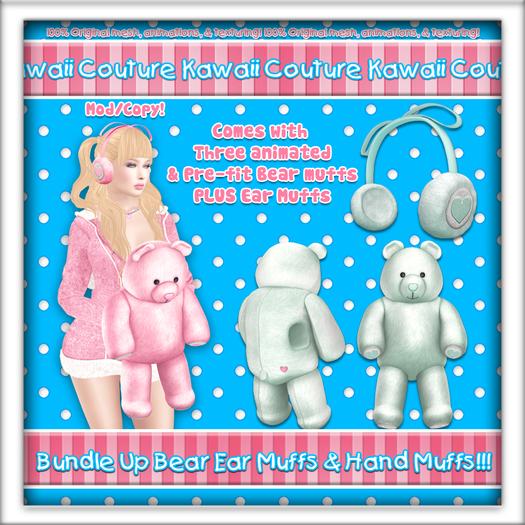 Kawaii Couture Bundle Up Bear Muff Set Mint