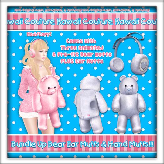 Kawaii Couture Bundle Up Bear Muff Set Blue