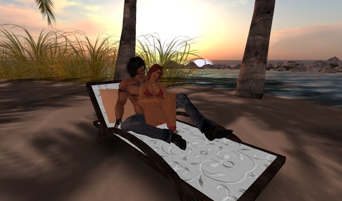 Tiki Lounger Cuddle  with Light  10 prims