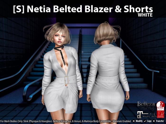 [S] Netia Belted Blazer & Shorts White