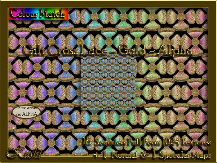!Kushi! GiltCrossLaceGOLDALPHA Textures -WearToUnpack