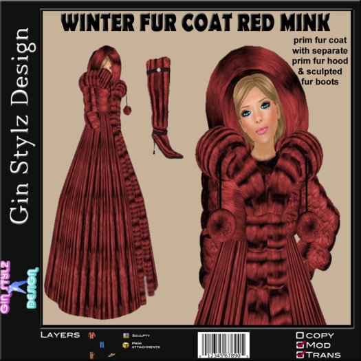 Winter Fur Coat - Red Mink