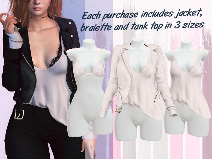 Lunar - Beck Jacket & Tank Top & Bralette - White