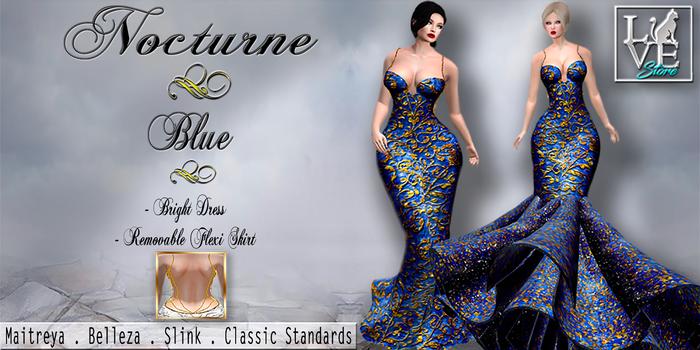 =LCS= Nocturne Mesh Long Gown - Blue