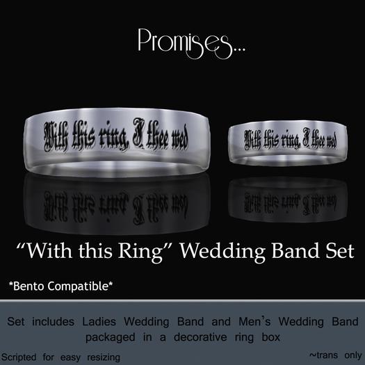 "With this Ring" Wedding Band Set-Silver