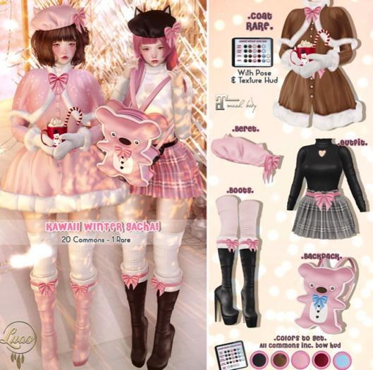 Luas Kawaii Winter Backpack Red