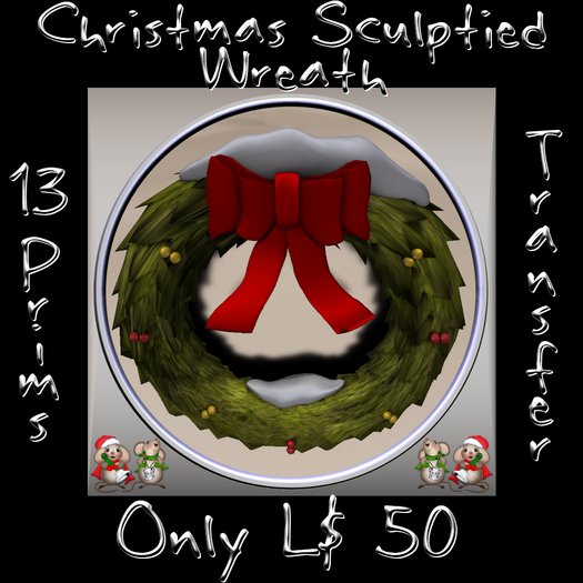 KBW8 Christmas Wreath with Berries, Bow & Snow MP (Rezz Me)