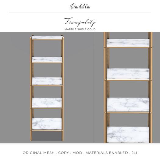 Dahlia - Tranquility - Marble Shelf - Gold