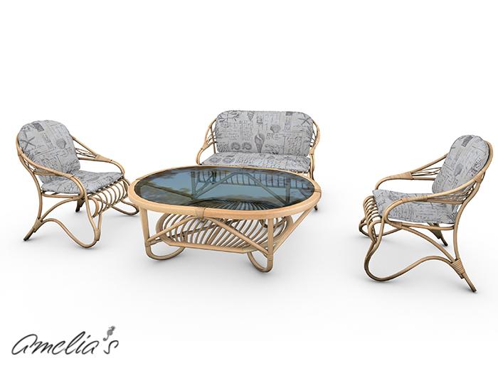 Amelia's Wicker Rattan Garden Set (Coastal Post) Boxed