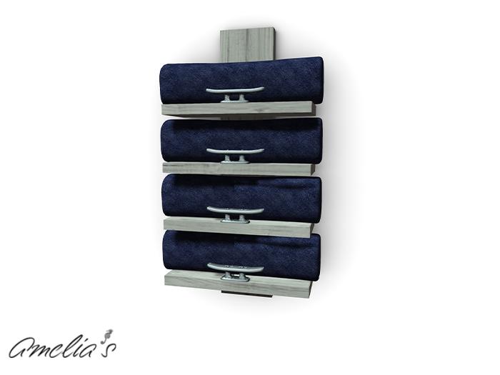 Amelia's Coastal Towel Rack (Tan/Blue) Boxed