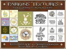 Parkins Textures - Easter Cards A Set with Mesh Card - 1024 - Greeting, Rabbit, Bunny, Egg, Lamb, Chick, Daffodil