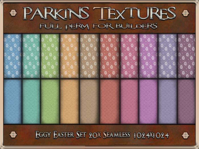 Parkins Textures - Eggy Easter Set - 20x Full Perm Seamless 1024 - Fabric, Clothing, Cloth, Egg, Pastel, Coordinate