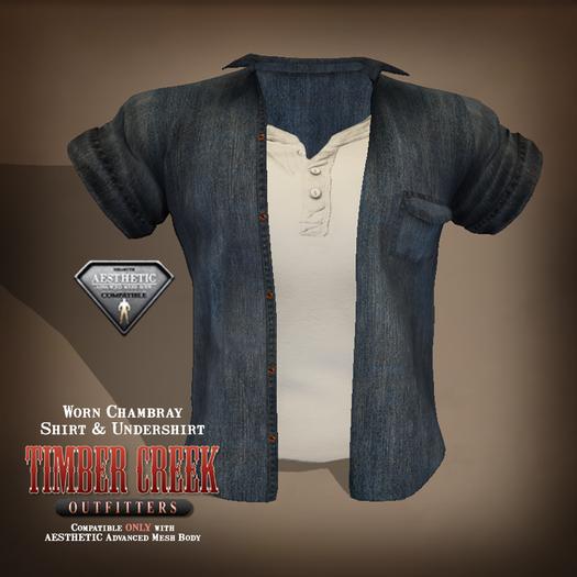 [Timber Creek] Worn Chambray Shirt & Henley-AESTHETIC-Faded