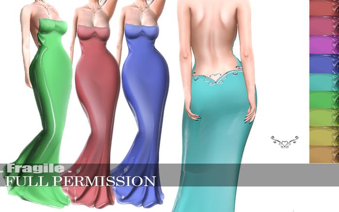 .Fragile. 10 Full Perm Latex Textures for Gown with hear on backs