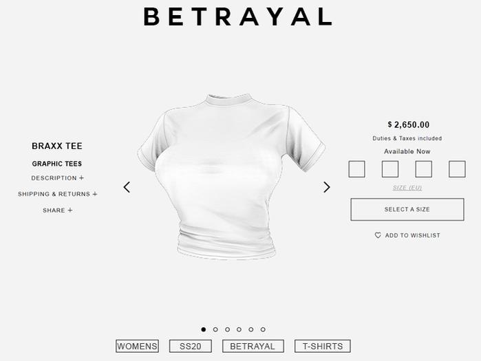 BETRAYAL. Braxx Tee WHITE