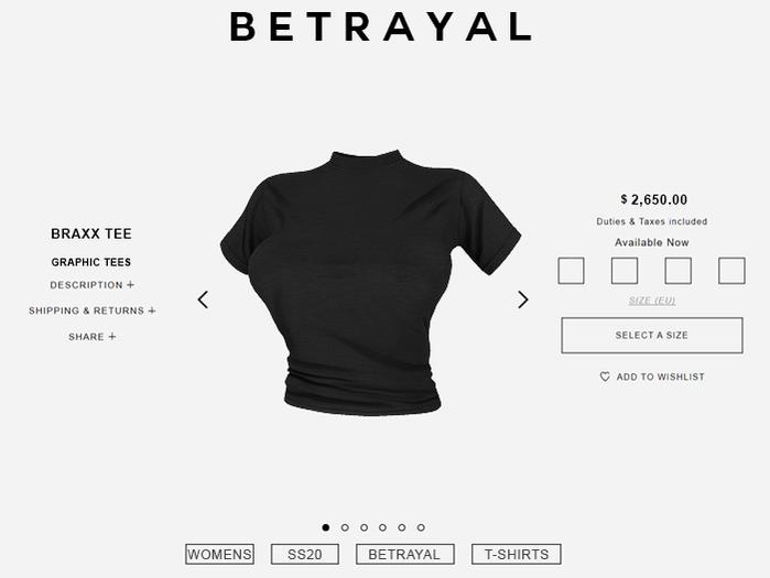 BETRAYAL. Braxx Tee BLACK