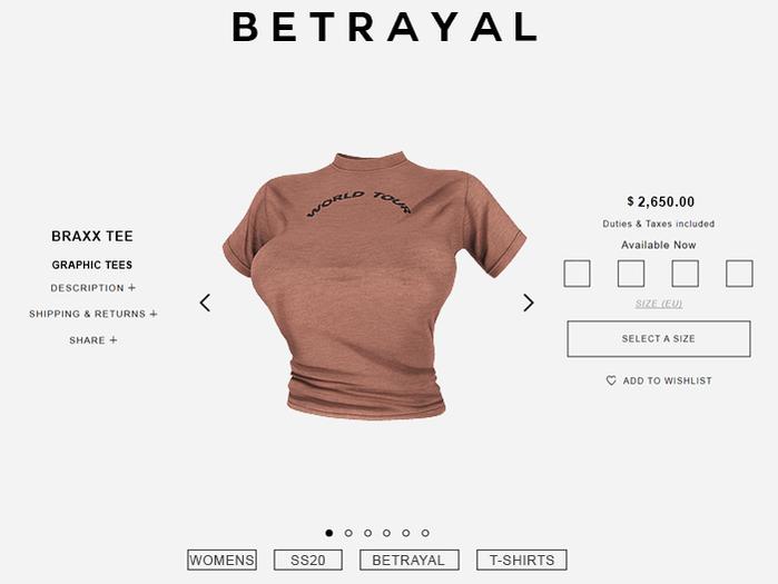 BETRAYAL. Braxx Tee WORLD TOUR