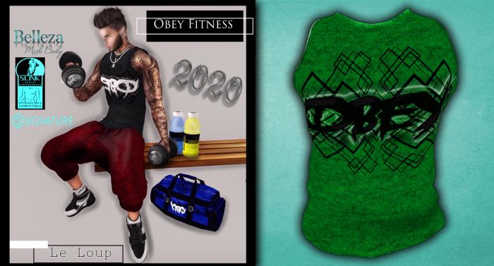 J~Obey Fitness Green Tank~