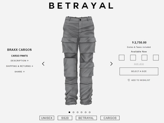 BETRAYAL. Braxx Cargos GREY